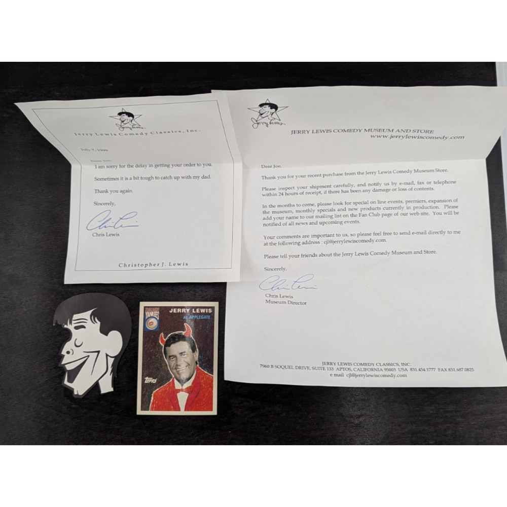Jerry Lewis Damn Yankees Topps Card Sticker Letter From Comedy Museum 1999